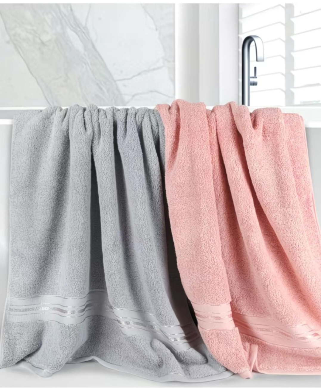 SS013: 【BEST SWEET】100%纯棉大浴巾 2 条装 (140x70cm) 100% Pure Cotton Bath Towels – Set of 2  (140x70cm )